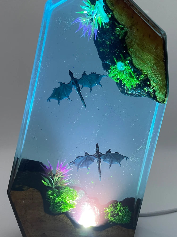 Double Dragon Departure Organism Resin Table Light Creactive Art Decoration Lamp Flying Dragon Theme Night Light  USB Charge