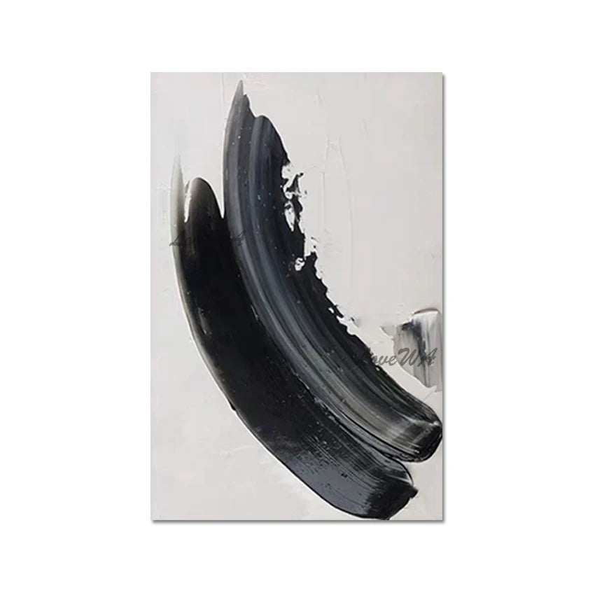 Modern White Black Art Textured Hand Drawing Wall Poster Frameless Canvas Abstract Paintings Wholesale Of 3D Picture Decor
