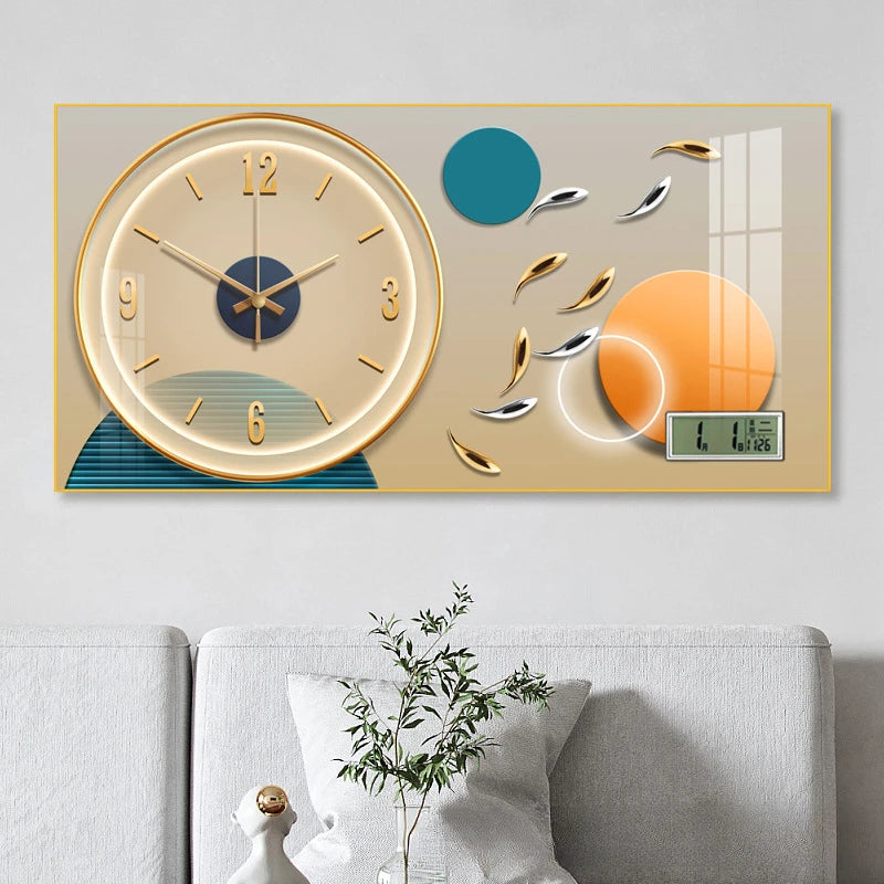 Simple modern fashion aluminum wall clock clock with temperature calendar clock