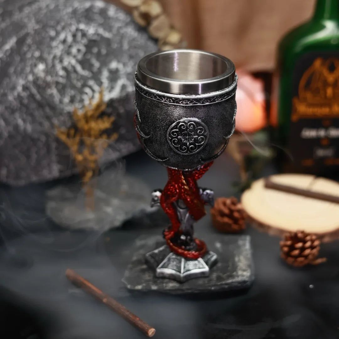 Cross Gem Dragon Wine Glass Medieval Resin Stainless Steel Goblet Chalice Cocktail Glasses Whiskey Cup Champagne Cups Drinkware