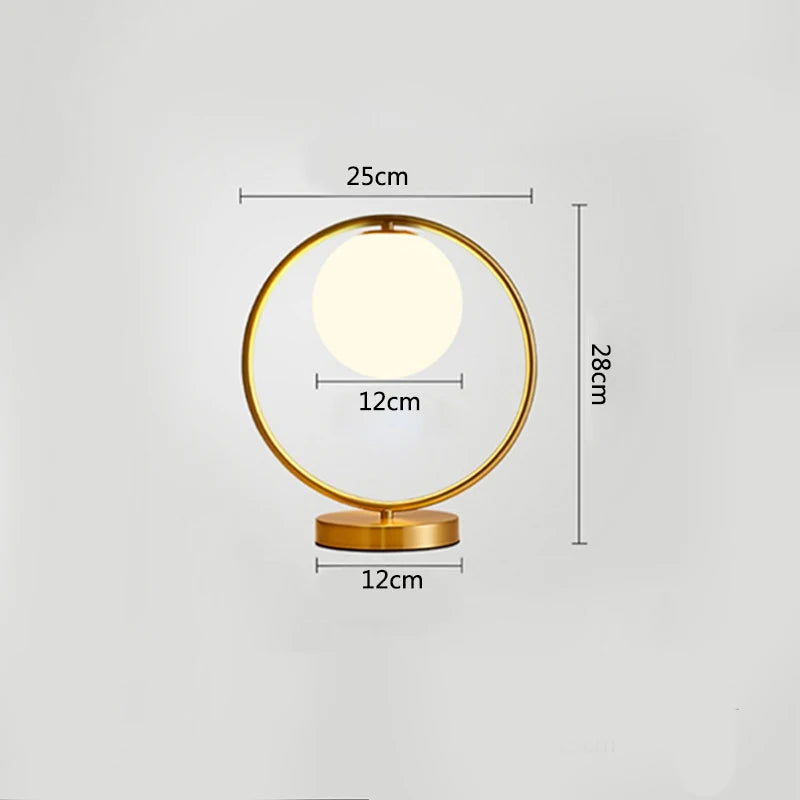 Nordic Brass Ring Glass Ball Table Lamp Modern Led Living Room Bedroom Hotel Home Decor Desk Lamp Eye Protection lamp