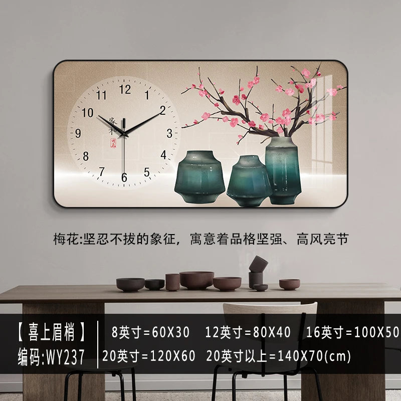 Modern Minimalist Living Room Clock Home New Chinese Style Noiseless Hanging Clock Creative All-Match Wall Hanging Clock Drawing