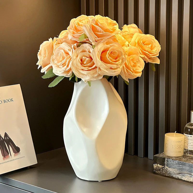 Wabi-sabi style retro ceramic vase decoration, living room ornaments, entrance hall TV cabinet, flower arrangement, hydroponic