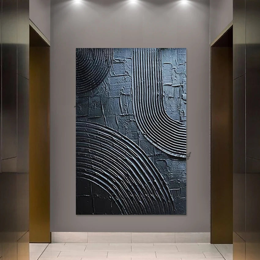 Black Abstract Palette Knife Oil Paintings Frameless Acrylic Textured Art Drawing Modern Canvas Decor Bedroom Wall Picture