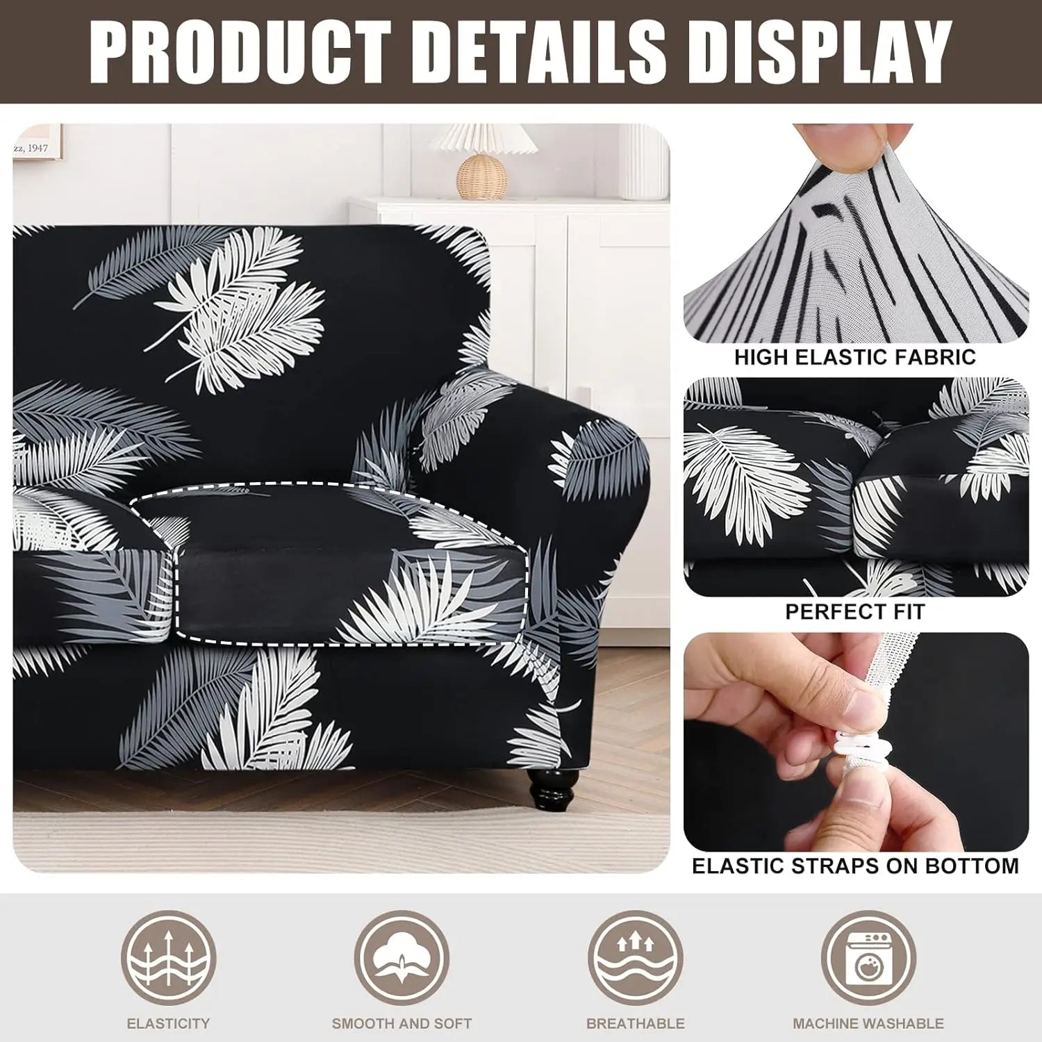 Stretch Couch Slip covers Separate Cushion Sofa Cover 1/2/3 Seater Washable Printed Sofa Furniture Cover For Living Room