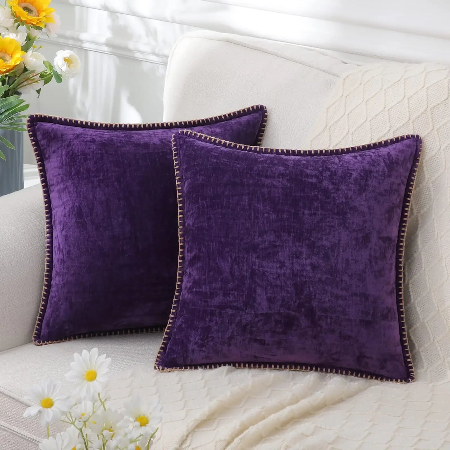 Blue Chenille Cushion Cover 45x45 Pillow Cover 30x50cm Sofa Decorative Throw Pillow Case Soft Luxury For Living Room Sofa Decor