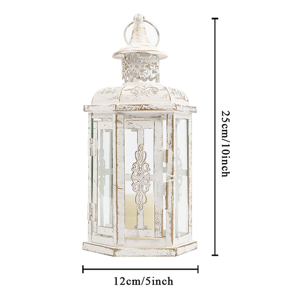 Decorative Candle lantern-10inch High Vintage Style Hanging Lantern Metal Candleholder for Indoor Outdoor Events and Weddings