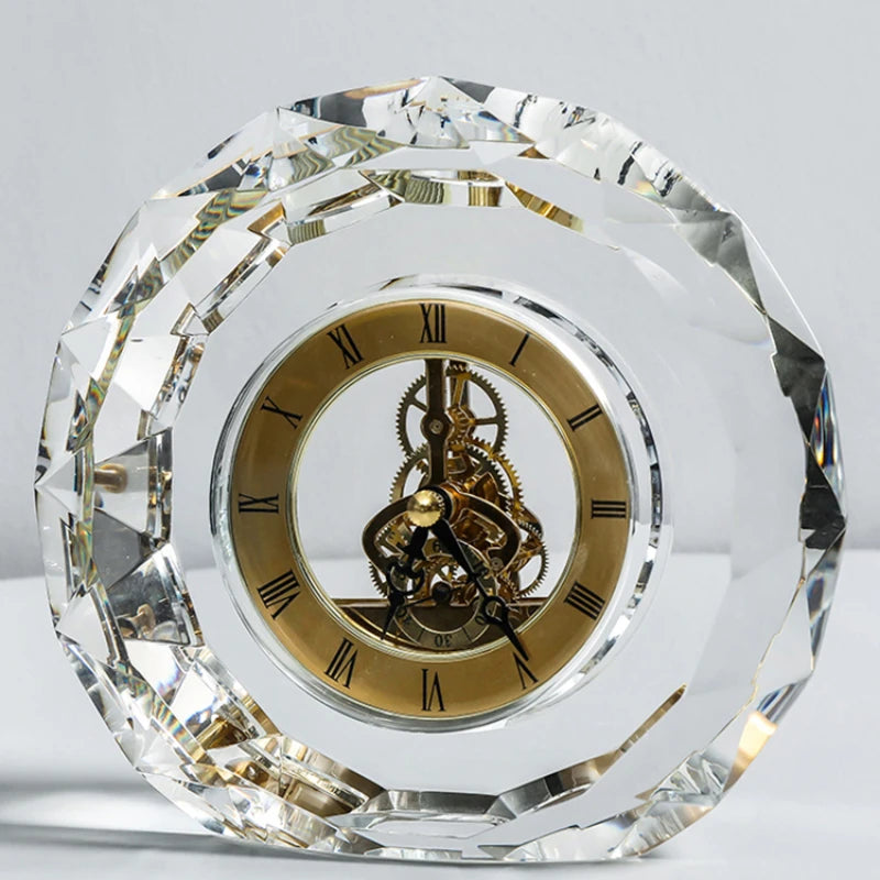 Modern Desk Clock Brief Silent Round Desk Clock Vintage Transparent Clocks Quartz Luxury Aesthetic Clocks Battery Home Decor