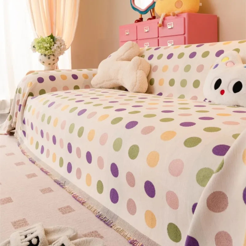 Dopamine Dots Sofa Cover Luxury Cat-Proof Couch Protector All-Season Stretchable Sofa Slipcover for Women Home Decor Living Room