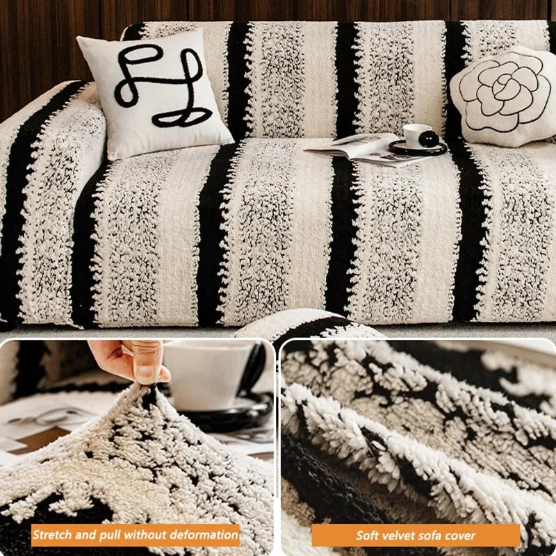Stretchable velvet sofa cover, furniture protection, non-slip, universal, 1 2 3 4 seats.