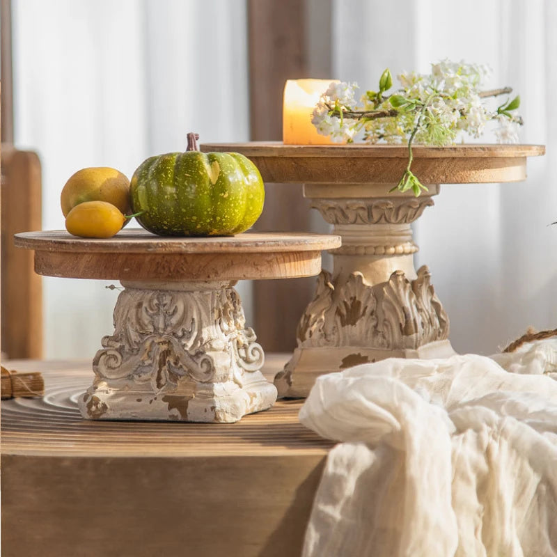 Modern Round Storage Trays Wooden Fruit Food Luxury Figurines Organizer Aesthetic Ornaments Hospitality Accessories Kitchen