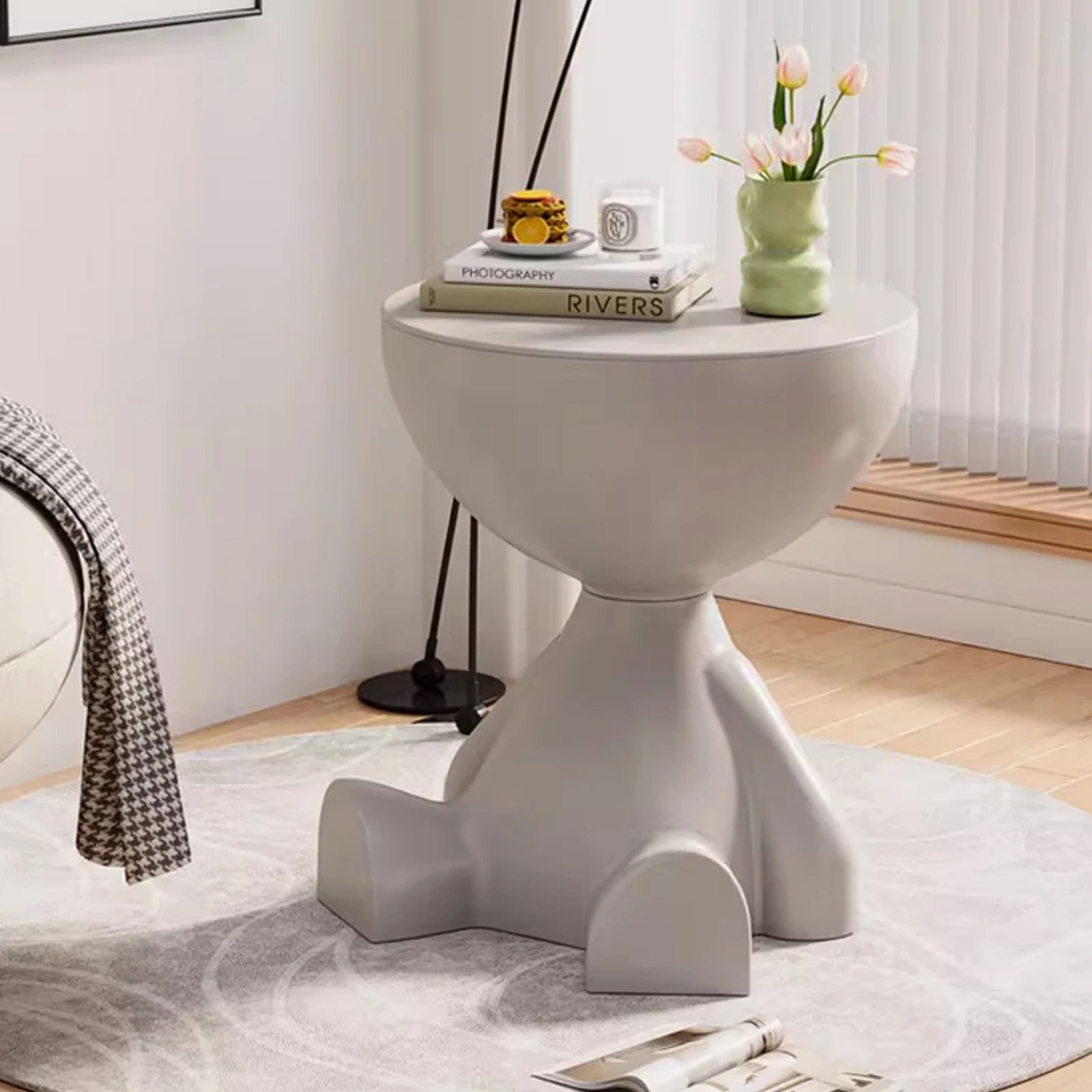 Round Matte Side Table with Hidden Storage – view 11, modern home furniture