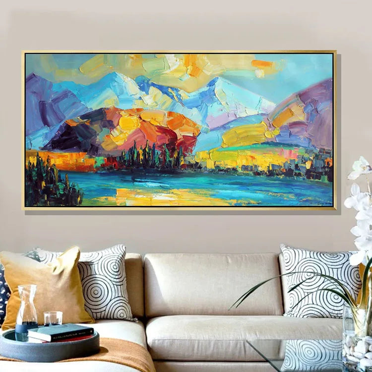 Impression Mountain Picture Hand painted Modern Abstract Oil Painting on Canvas for Living Room Wall Art Home Decoration SL044