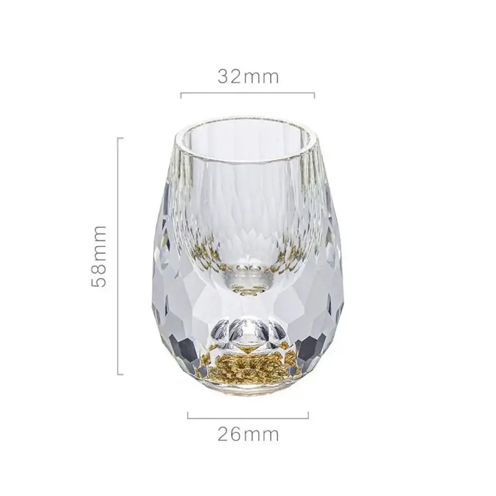 6pcs Luxury Crystal Glass Vodka Glass Sake Shochu Glass Bar Liqueur Double Bottom Gold Foil Glass Cup High-end Gifts Hard Liquor