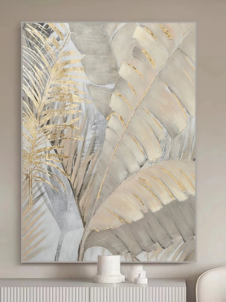 Nordic Gold Leaf Huge Size Picture Hand Painted Abstract Oil Painting On Canvas Wall Art For Living Room Home Decor No Frame