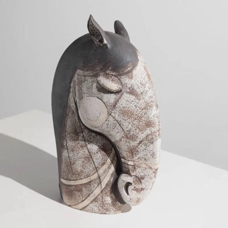 Horsehead Sculptures Creative Art Sculpture Interior Modern Ornament Luxury Aesthetic Office Accessories Living Room Decorations