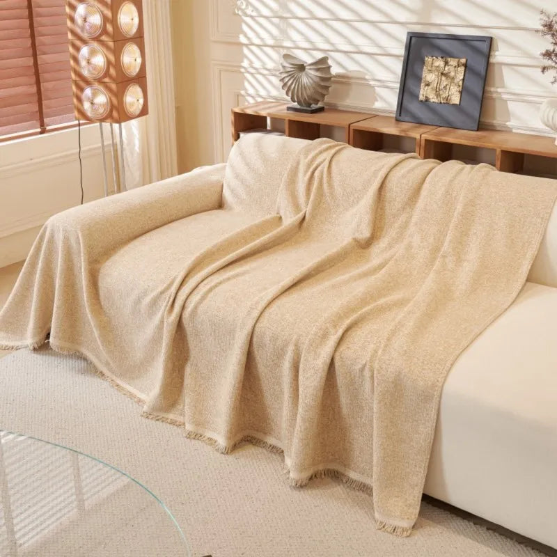 Cat Scratch Resistant Dustproof Sofa Cushion Universal Striped Pattern Blanket Mat 2025 All-Season Chenille Sofa Cover Slipcover