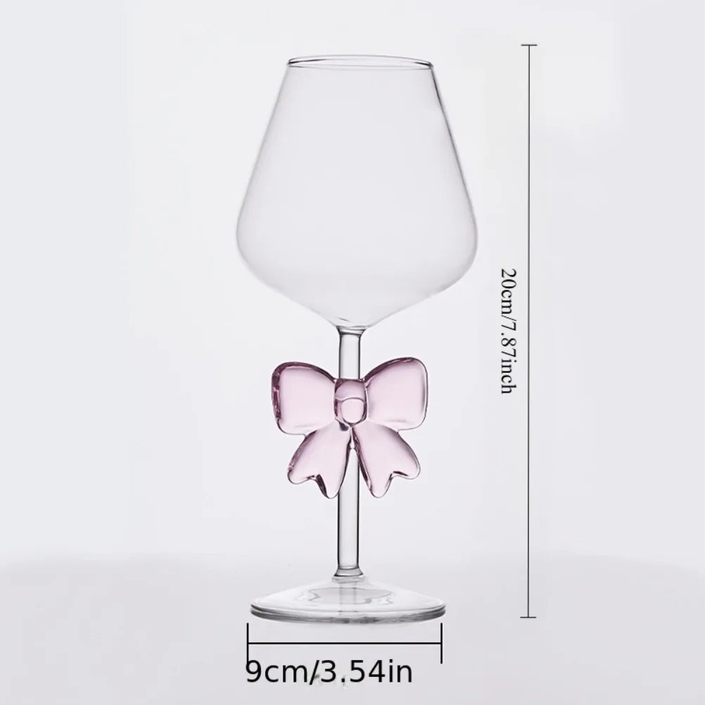 Pink Bow Glass Decor Glass Cup Goblet Bow Handle Glasses Heat-resistant High Borosilicate Dessert Ice Cream Bowl Festival Gifts