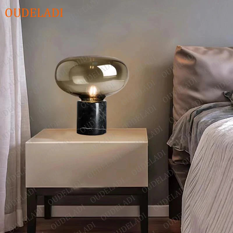 Postmodern Marble Glass Table Lamp Bedroom Decoration Beside Lamp Luxury Black Table Lamps for Living Room Study Desk Lamp