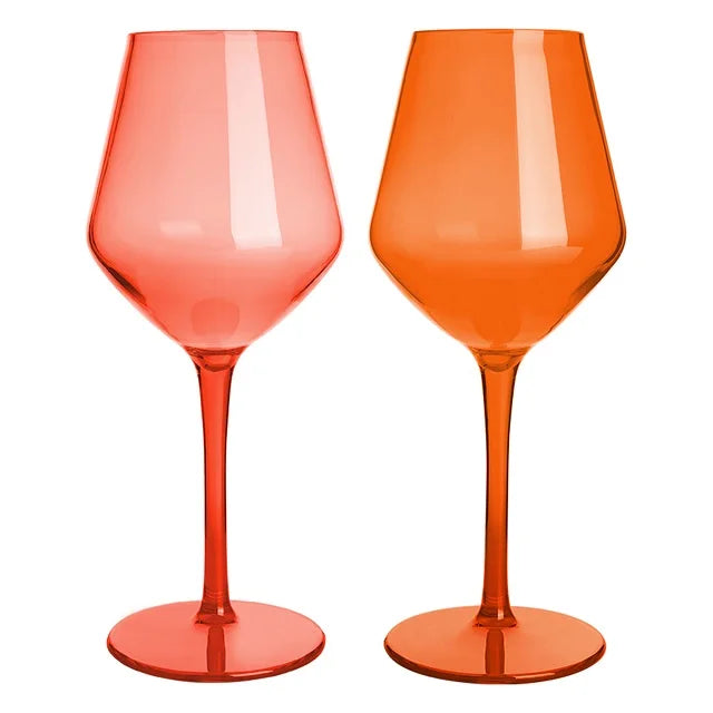 MICHLEY 2/4/6PCS Unbreakable Colorful Tritan Plastic Wine Glass Set Reusable Luxury For Party Outdoor Dishwasher Glassware