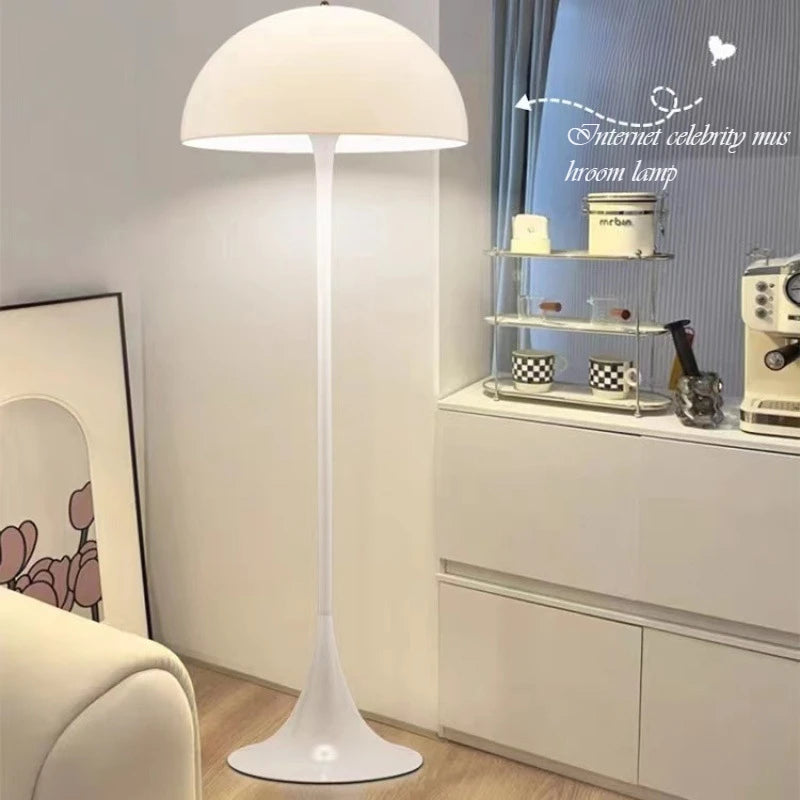 Danish Designer Cream Style White Floor Lamp Personalized Ins Simple Study Living Room Bedroom Bedside Mushroom Table Led Lights