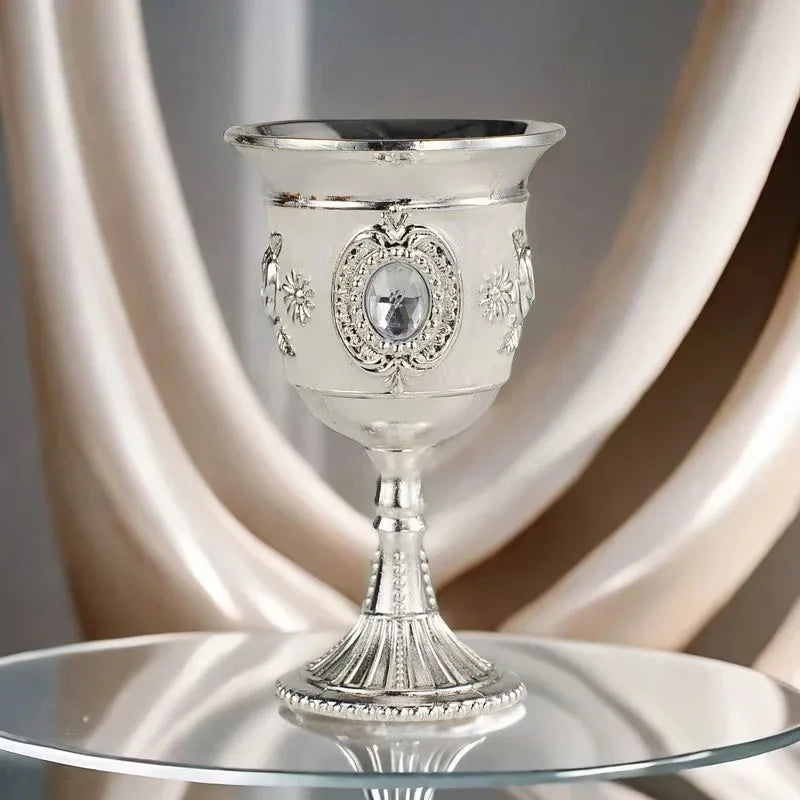 European Gemstone Rose Metal High Footed Wine Cup Wedding Toast Cup Household Wine Glass Holiday Gift