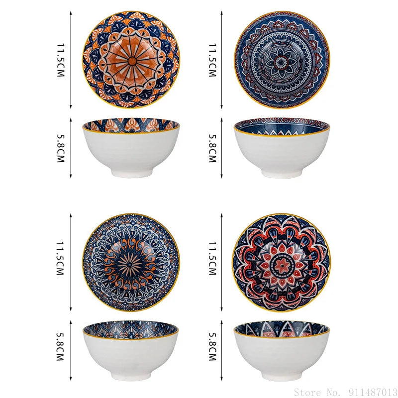 Bohemian creative handpainted ceramic tableware company opening gift kitchen supplies companion gift box bowl and chopsticks set