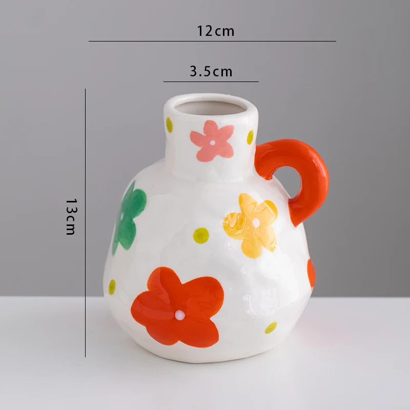 Aesthetic Ceramique Blanc Vase Rustic Kawaii Modern Minimalist Vase Bedroom Ornaments Vasi Per Fiori Home Decoration Living Room