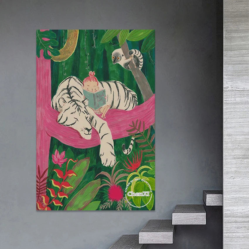 Beautiful Abstract Figure Art Paintings Modern Decoration Wall Frameless Cute Animal Landscape Picture Canvas Handmade Artwork