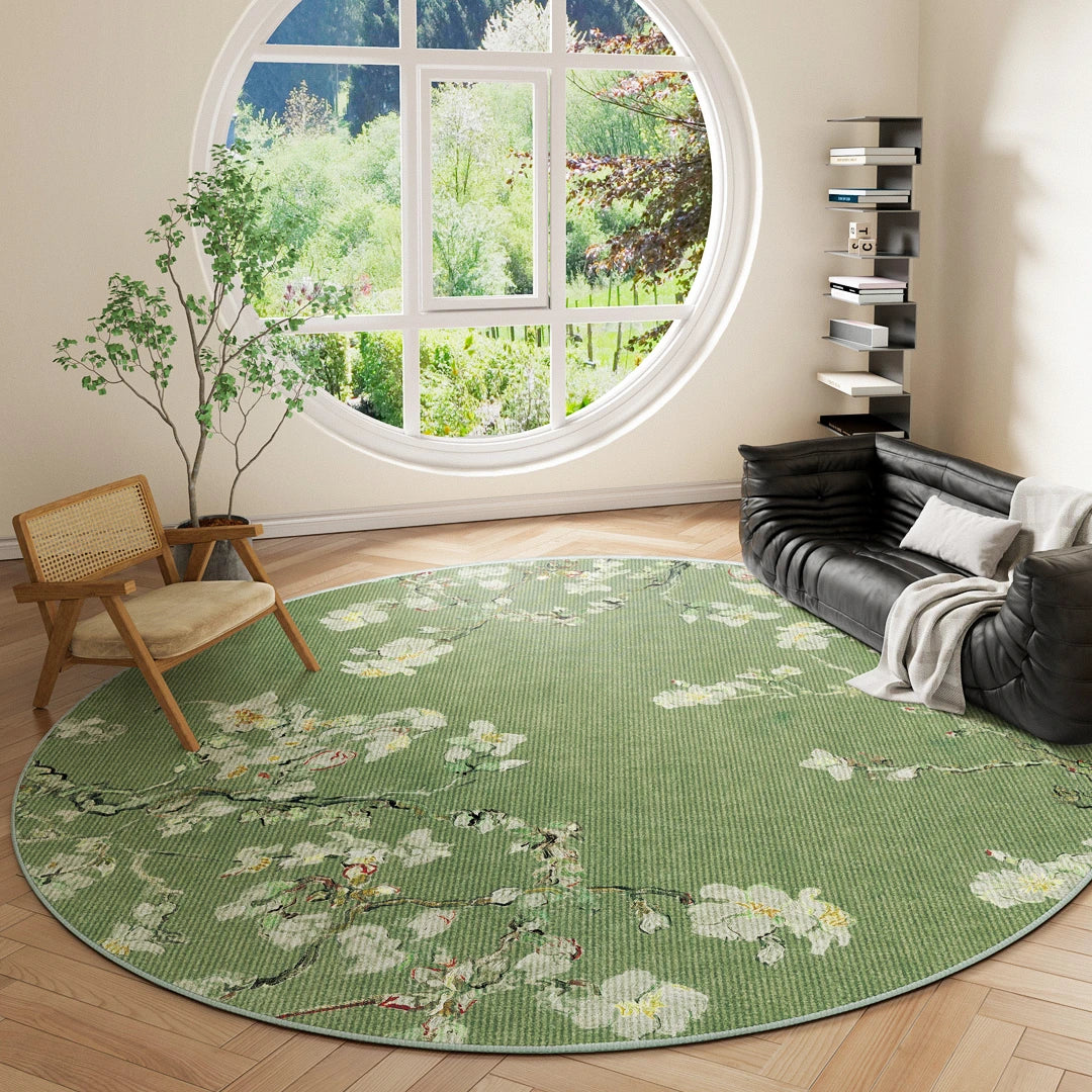 New Chinese Style Round Carpet Thickened Study Anti-slip Mat Light Luxury Carpets for Living Room Home Bedroom Decor Retro Rug