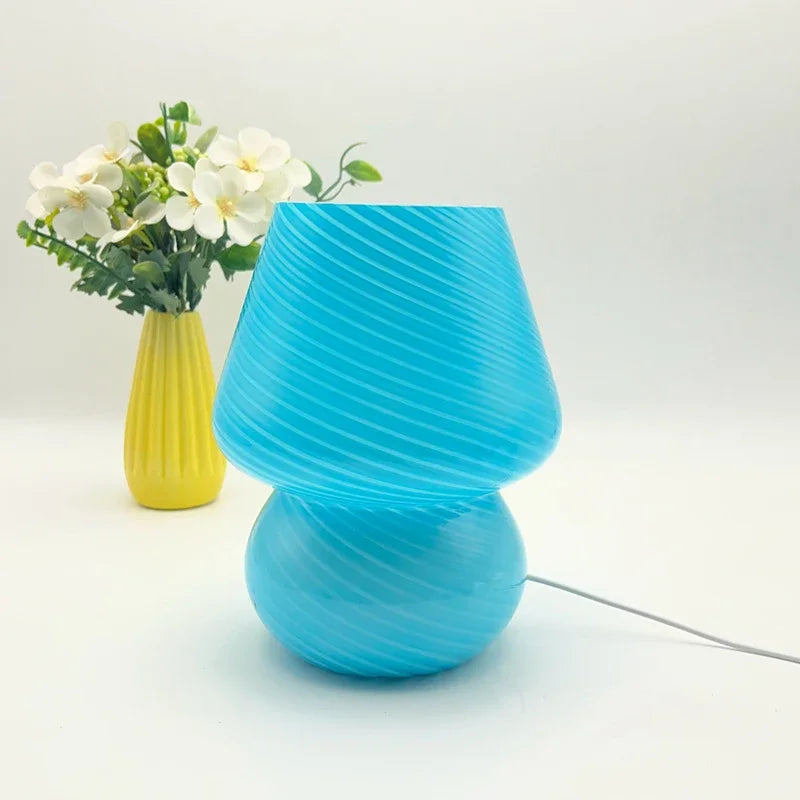 Glass Table Lamp Mushroom Desk Lamps Bedroom Bedside Desktop Decorative Room Night Light Modern Minimalist Atmosphere Led Lights