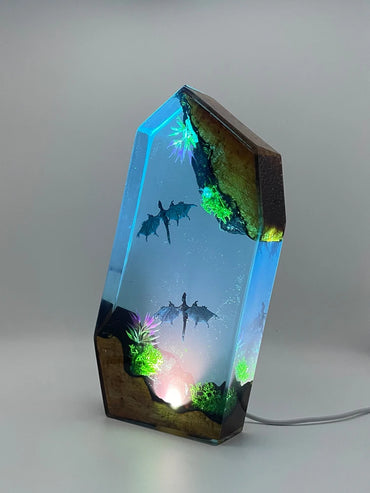 Double Dragon Departure Organism Resin Table Light Creactive Art Decoration Lamp Flying Dragon Theme Night Light  USB Charge