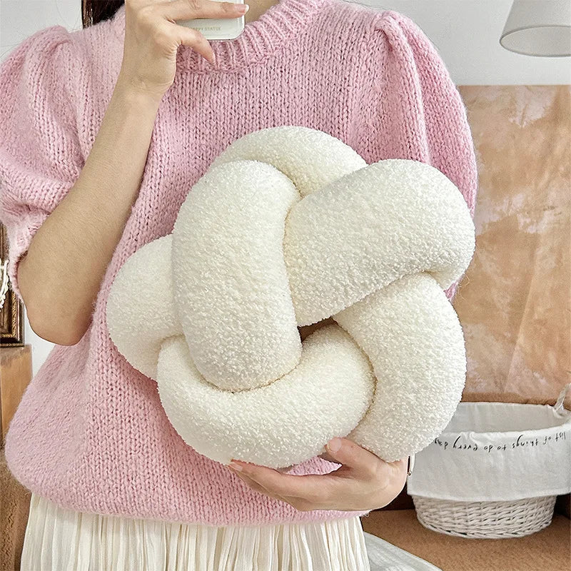 Knotted Ball Pillow Lamb Velvet Pillow Sofa Pillow Living Room Single-standed Octagonal Cushion Bed Backrest