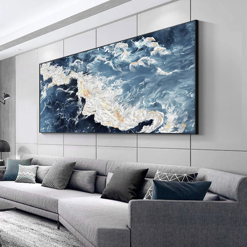 Abstract Oil Painting On Canvas Wall Art, 3D Texture, Seascape Painting, Modern Art, No Framed, Home Decoration For Living Room