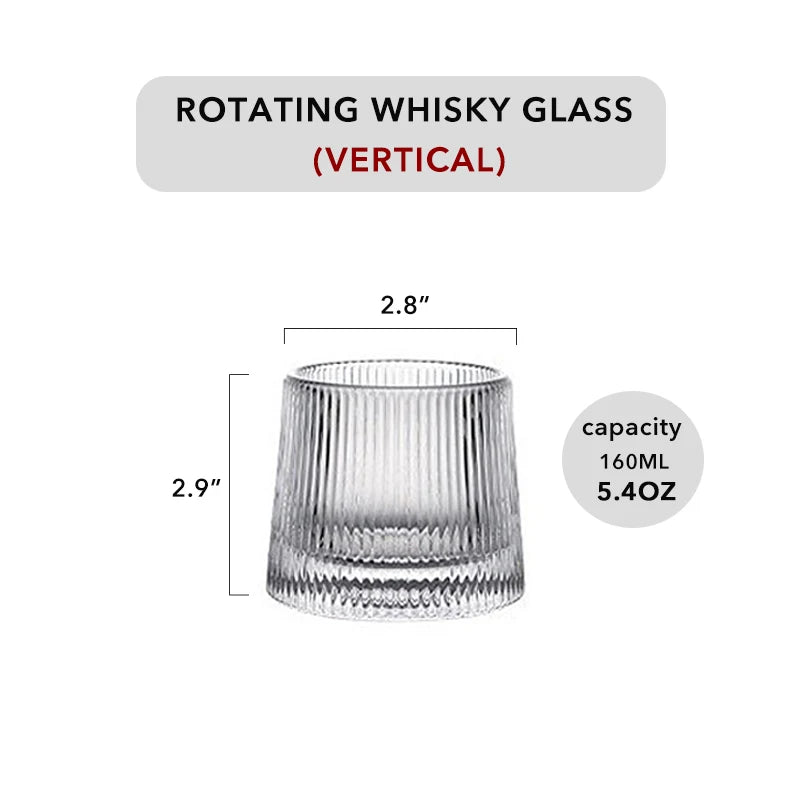 Spinning Whiskey Glass Whiskey Tumblers, Old Fashioned Scotch & Bourbon Glasses,Whisky Brandy Cups for Home Party Wine Glass
