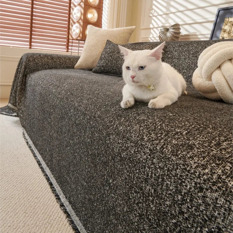 Cat Scratch Resistant Dustproof Sofa Cushion Universal Striped Pattern Blanket Mat 2025 All-Season Chenille Sofa Cover Slipcover