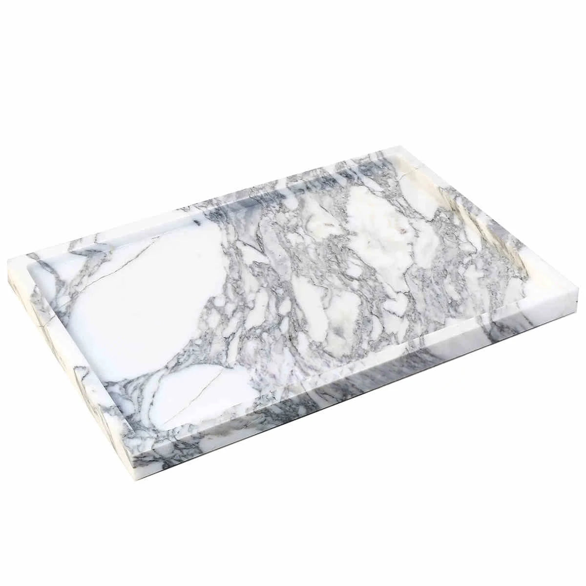 30x20x1.8CM Luxury Calacatta Viola Arabescato Natural Marble Stone Catchall Tray Carving Rectangular Storage Dish Home Decor