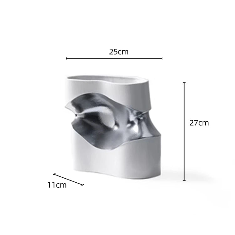 Ceramic Vase Curve Irregular Bend Golden Flower Artistic Flowerpots Porcelain Crafts Ornaments Room Decoration