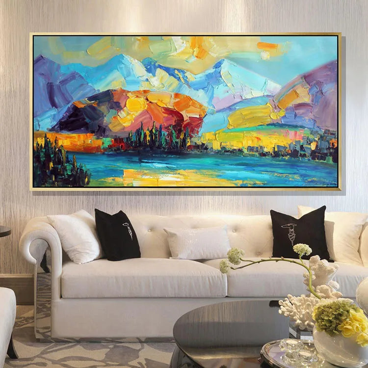 Impression Mountain Picture Hand painted Modern Abstract Oil Painting on Canvas for Living Room Wall Art Home Decoration SL044