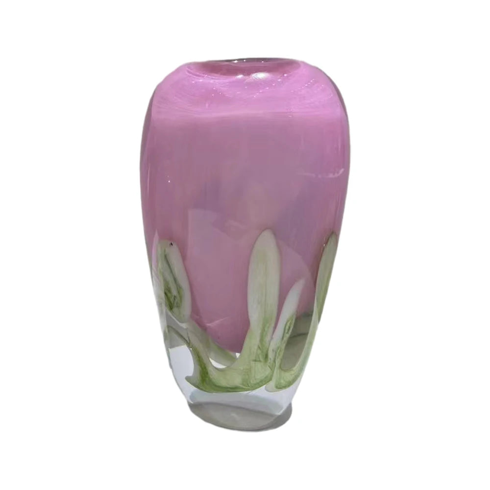 Pink Thick Colorful Glass Vase Desktop Glass Ornaments Handicraft Home Decorations Hydroponic Green Plants