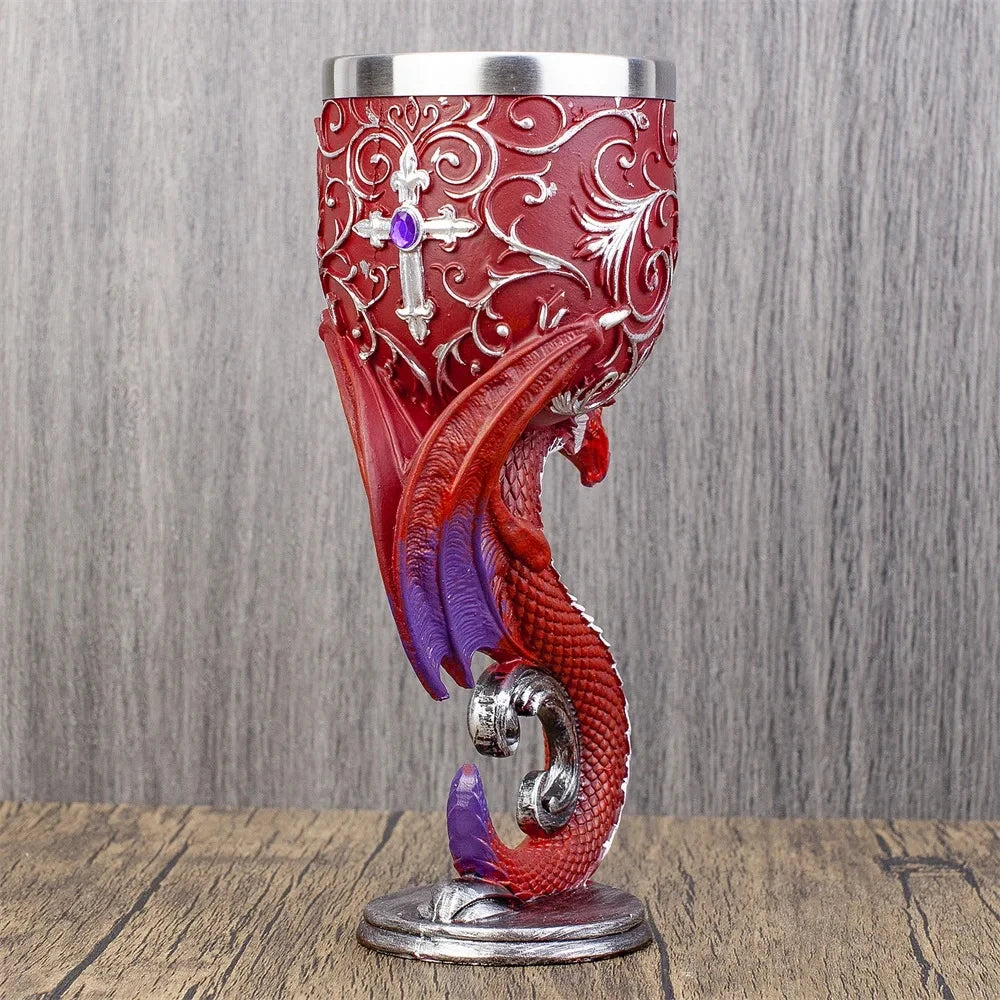 Dragon Wine Glass Unicorn Resin Stainless Steel Goblet Wolf Cocktail Glasses Cat Whiskey Cup Skull Pub Bar Drinkware Decoration