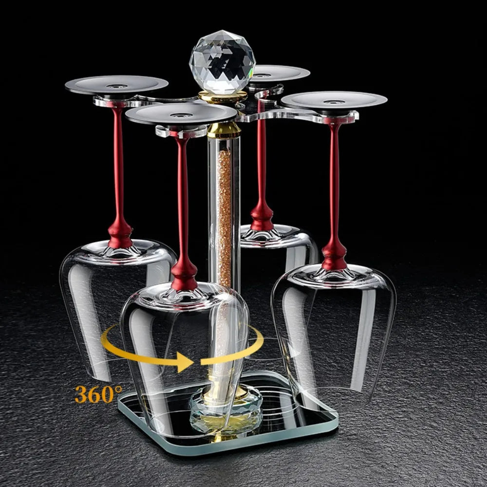 Advanced Clear Rotating Glass Wine Glasses 500ml Thickened Base Crystal Goblet Ergonomic Holder Wine Decanter Glass Cup Whiskey