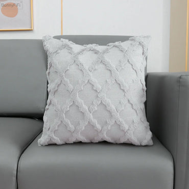 Beige Grey White Solid Cushion Cover Fluffy Embroidery Diamond Soft Home Decoration Pillow Cover Living Room 30x50cm 45x45cm