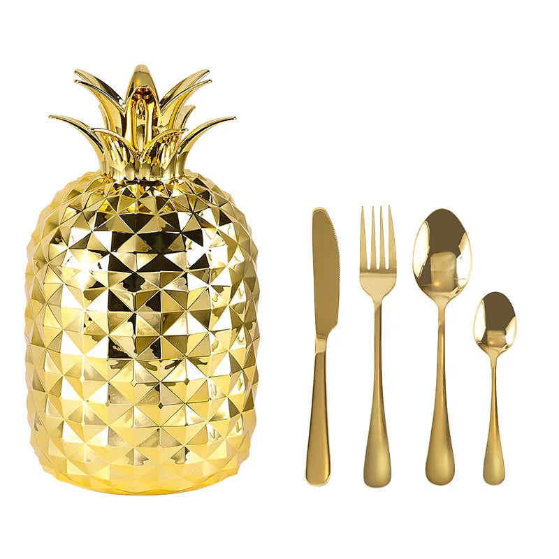 Pineapple egg stainless steel tableware 24-piece set Western food knives, forks, spoons, gifts Cross-border home furnishing set