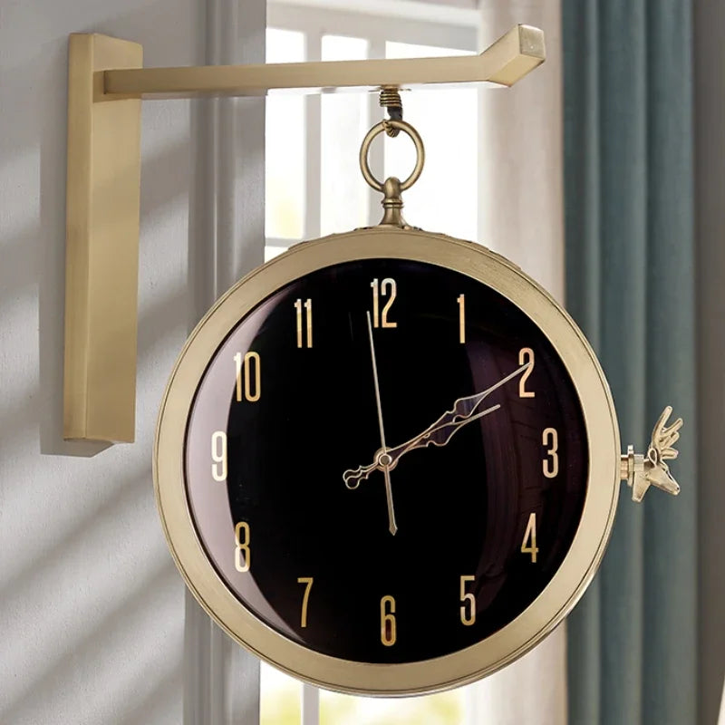 Double-sided Wall Clock Living Room Large Clocks Wall Art Watches Modern Metal Watch Silent Luxury Room Design Home Decoration