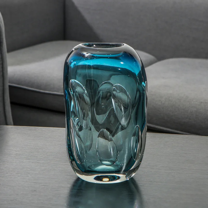 Water Blue Bubble Glass Vase Transparent Hydroponic Flower Pots Desk Decoration Flower Arrangement Floral Vases Modern Decor