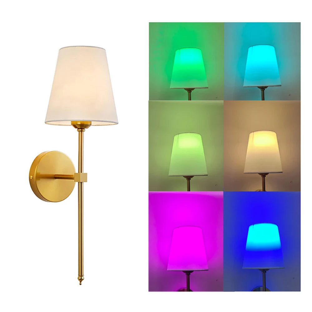 2 E27 non bulb metal wall lamps with fabric lampshades for bedroom and room decoration wall lamps
