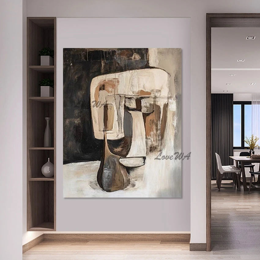 Frameless Paintings Canvas Abstract Art Textured Hand Drawing Showpiece, Latest Arrival Picture Wall Decorations For Living Room