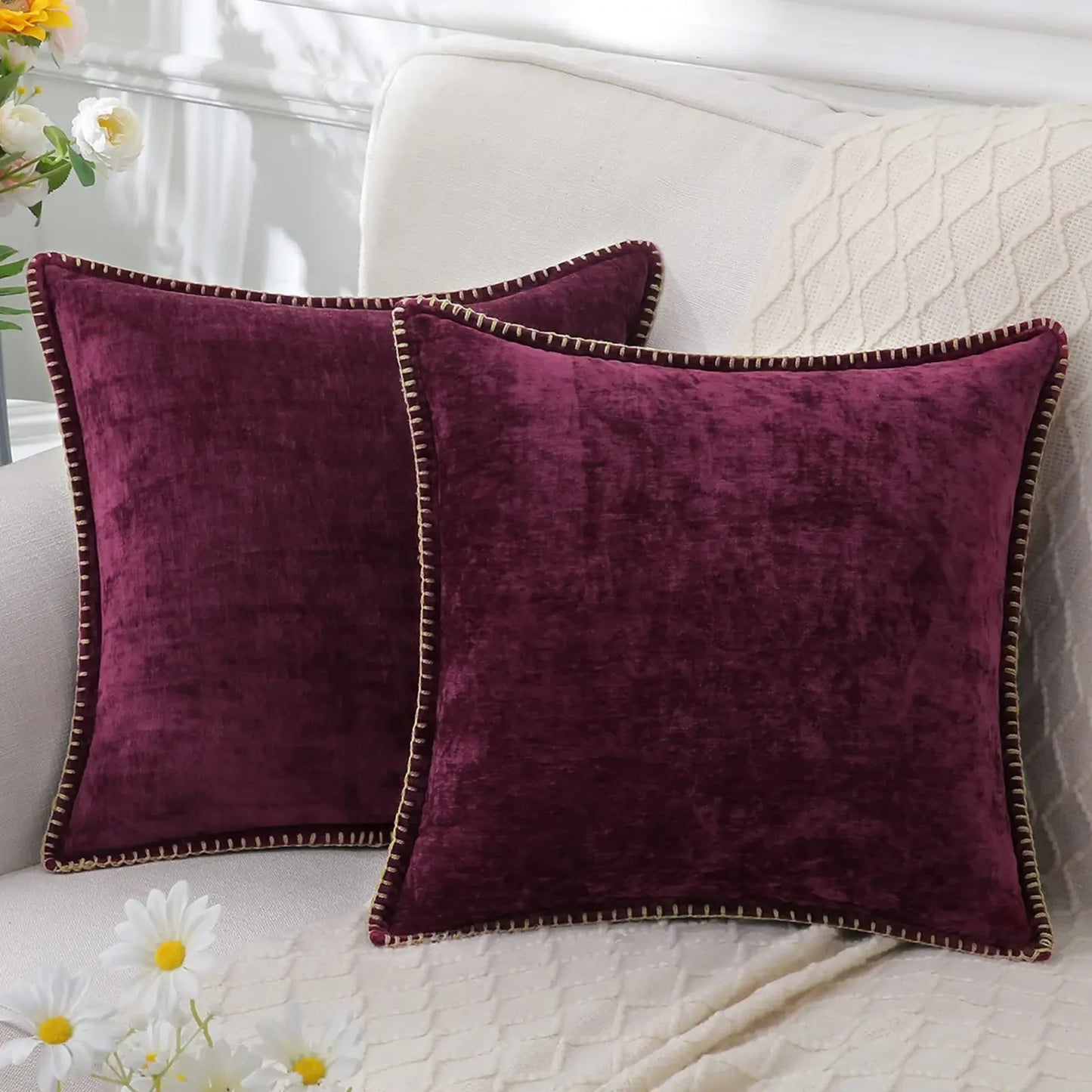 Blue Chenille Cushion Cover 45x45 Pillow Cover 30x50cm Sofa Decorative Throw Pillow Case Soft Luxury For Living Room Sofa Decor