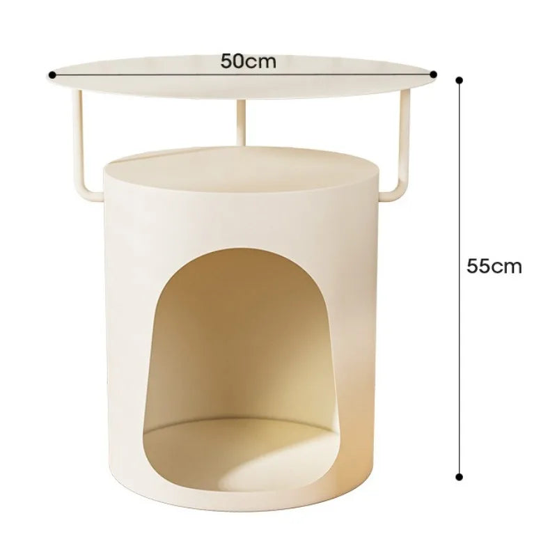 Luxurious Minimalist Iron Bedside Table with Pet Niche – view 7, modern home furniture